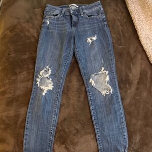 Eunina Distressed Ankle Jeans in Blue